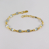 Good Looking Blue Topaz Brass Bracelet R - BZB999 18K Gold Plated Cut Octagon Shape 4x6mm Bezel Setting Brass Bracelet